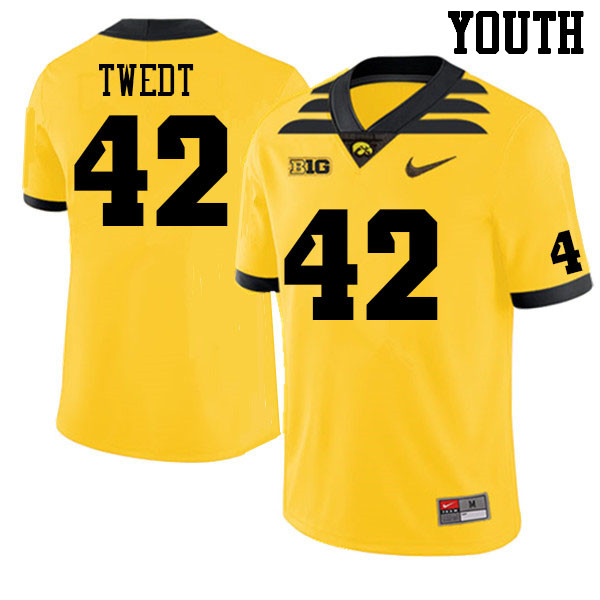 Youth #42 Zach Twedt Iowa Hawkeyes College Football Jerseys Sale-Gold